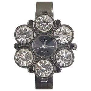 Eyki Women's Rhinestone Flower Wrist Watch Water Resistant Stainless New Battery